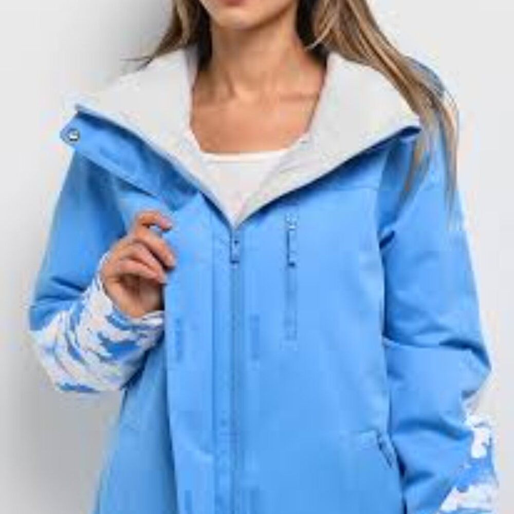 NWT Women's Roxy Jetty Block Azure Blue Clouds Snowboard Jacket Large - Picture 2 of 15